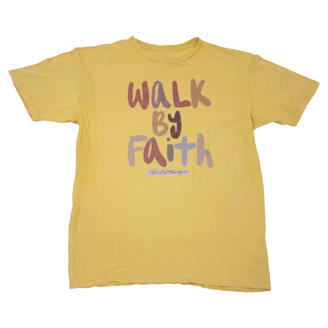 Walk By Faith Mustard Short Sleeve Tee