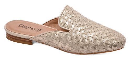 Corky's Weave it to Beaver Mule Sandals - Gold