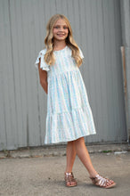 Load image into Gallery viewer, Kids Emmy Dainty Pastel Floral Flutter Sleeve Twirl Dress