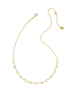 Kendra Scott Haisley Heart Gold Strand Necklace in White Crystal