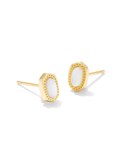 Kendra Scott Mini Ellie Gold Stud Earrings in Ivory Mother of Pearl