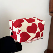 Load image into Gallery viewer, Corduroy Heart Pillow Cosmetic Bag - Red