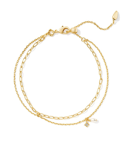 Kendra Scott Eve Gold Multi Strand Bracelet in White Pearl
