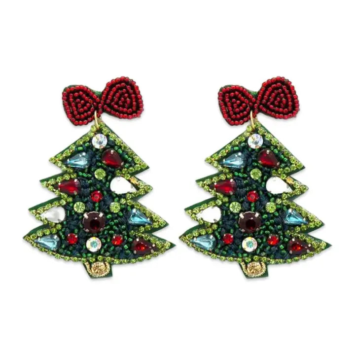 Pierce + Hide Green Crystal Christmas Tree Earrings