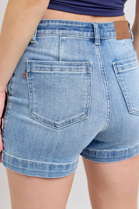 Judy Blue Mid Rise Denim Trouser Shorts