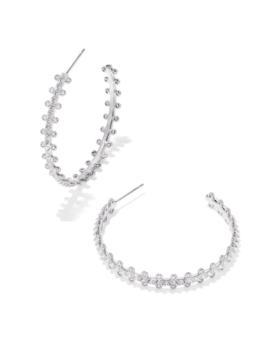Kendra Scott Jada Silver Hoop Earrings in White Crystal