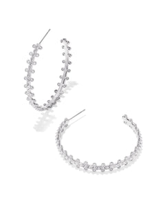 Kendra Scott Jada Silver Hoop Earrings in White Crystal