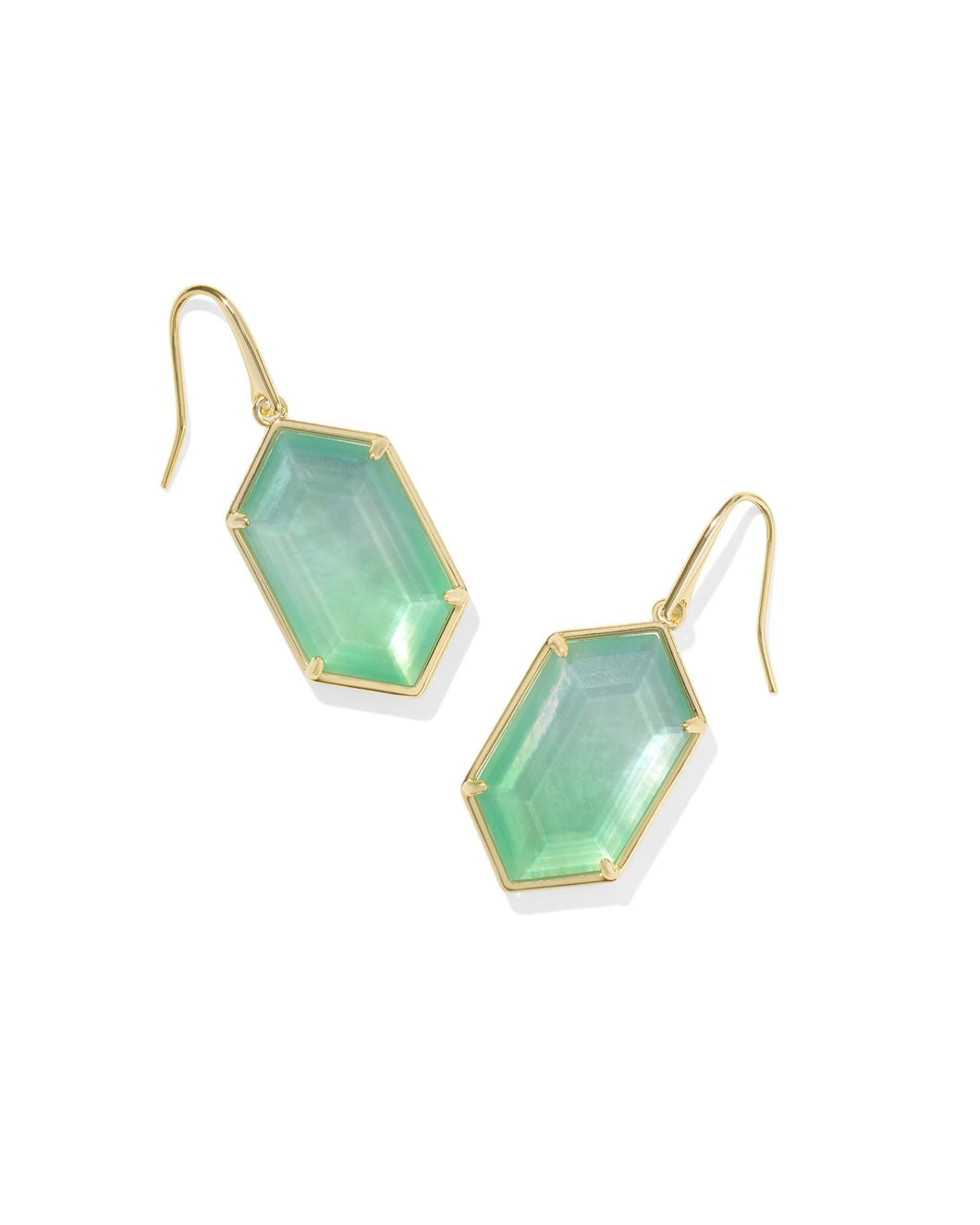 Kendra Scott Hallie Silver Drop Earrings in Mint Green Watercolor Illusion