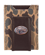 Load image into Gallery viewer, Bass Men's Magnetic Front Pocket Old School Camo Leather Wallet.: Brown/Tan Camo