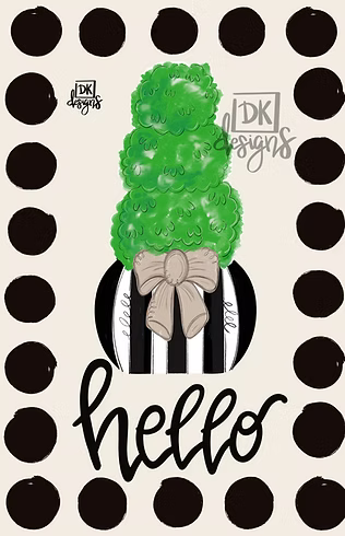 DK Designs Garden Flag - Black & White Topiary
