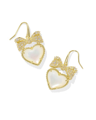 Kendra Scott Haisley Heart Gold Drop Earrings in Ivory Mother of Pearl