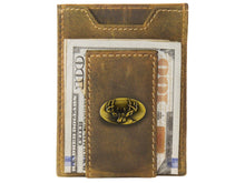 Load image into Gallery viewer, Buck Vintage Tan Leather Magnetic Front Pocket Wallet