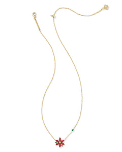 Kendra Scott Poinsettia Gold Short Pendant Necklace in Red Mix