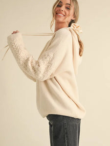Alani Cable Knit Hoodie - Cream