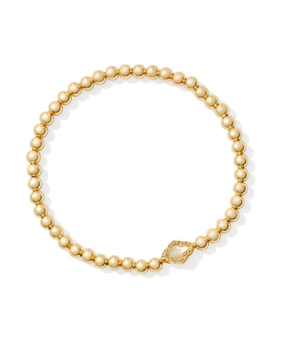 Kendra Scott Abbie Gold Beaded Stretch Bracelet in Natural Mother of Pearl