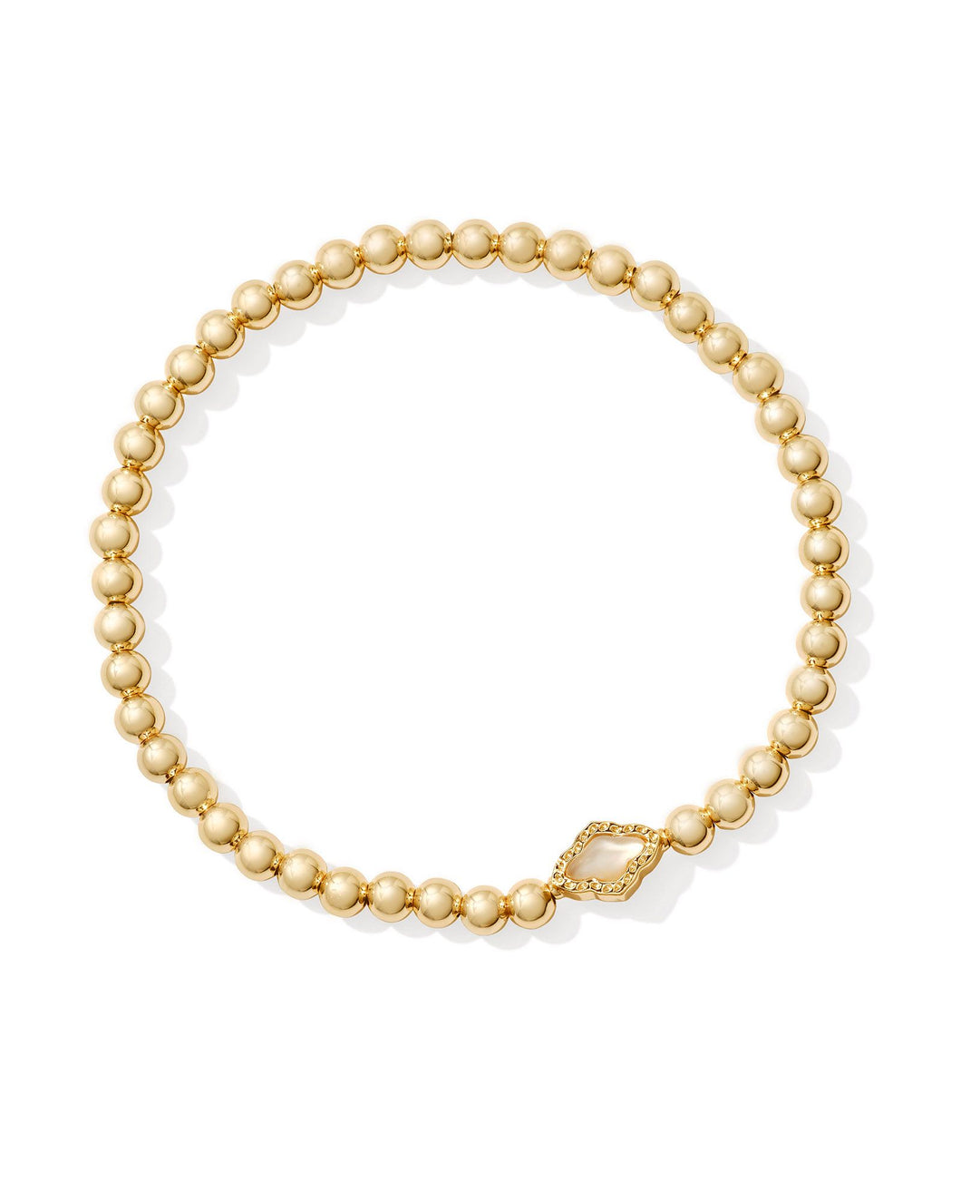 Kendra Scott Abbie Gold Beaded Stretch Bracelet in Natural Mother of Pearl