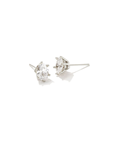 Kendra Scott Cailin Silver Crystal Stud Earrings in White Crystal