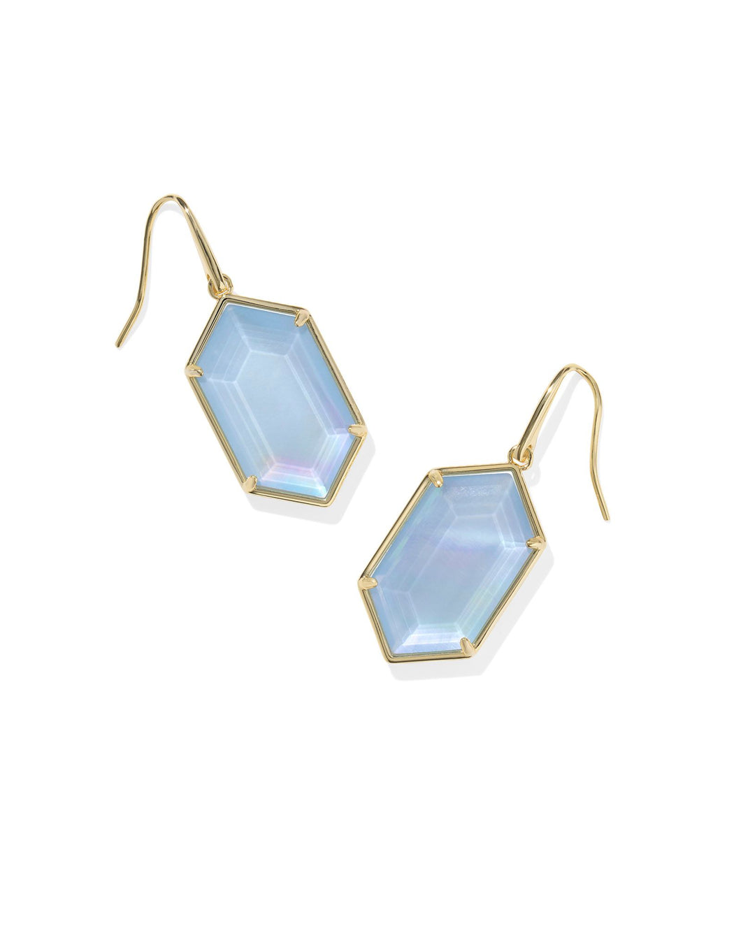 Kendra Scott Hallie Silver Drop Earrings in Sky Blue Mother of Pearl