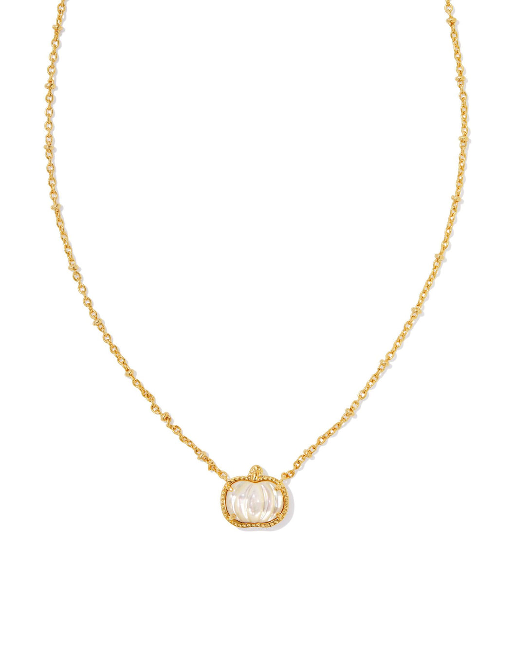 Kendra Scott Pumpkin Gold Short Pendant Necklace in Ivory Mother of Pearl