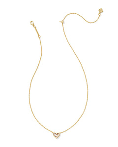 Kendra Scott Framed Ari Heart Gold Short Pendant Necklace in Iridescent Abalone