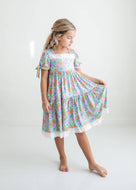 Girl's Vintage Floral & Lace Tiered Dress