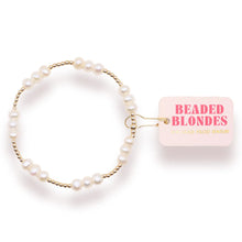 Load image into Gallery viewer, Beaded Blondes: ILY Pearl Bracelet - Standard 6.75"