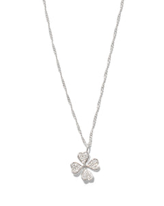 Kendra Scott Clover Silver Pendant Necklace in White Crystal