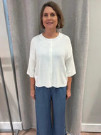 Americana Button Up Cardigan - White