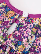 Load image into Gallery viewer, Purple Floral Bow Petals Collar Girls Romper