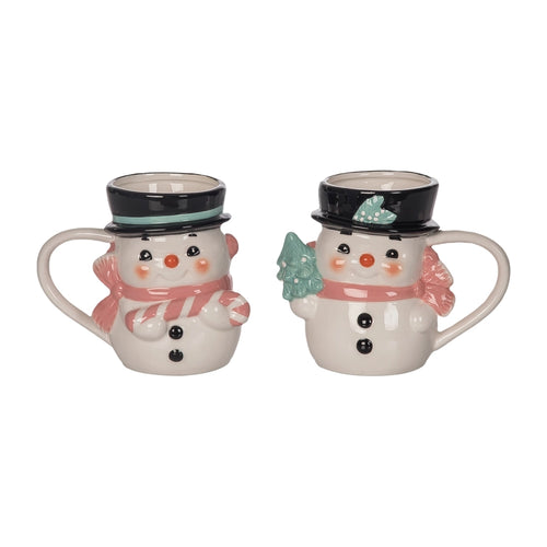 Vintage Pink Snowman Mugs