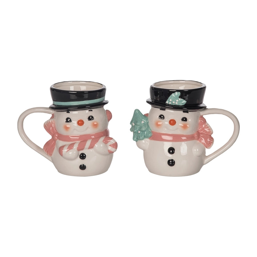 Vintage Pink Snowman Mugs