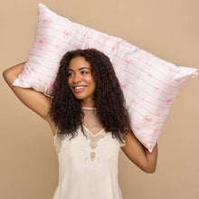 Load image into Gallery viewer, Kitsch Satin Pillowcase King - Striped Bows
