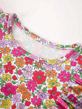 Load image into Gallery viewer, Hot Pink Bow Floral Girl Bubble Romper
