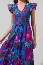 Load image into Gallery viewer, Sunfire Smocked Midi Dress - Blue Mix