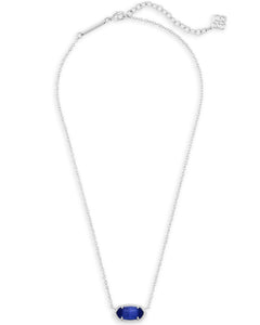 Kendra Scott Elisa Silver Pendant Necklace in Cobalt Cats Eye