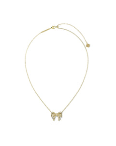 Kendra Scott Krista Gold Bow Short Pendant Necklace in White Mix