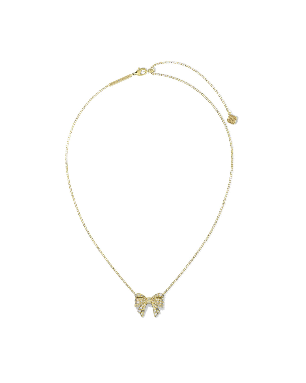 Kendra Scott Krista Gold Bow Short Pendant Necklace in White Mix