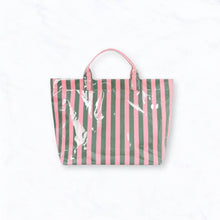 Load image into Gallery viewer, Waterproof Glossy Stripe Tote Bags - Green &amp; Pink