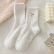 Load image into Gallery viewer, Pink Heart Embroidery Plush Socks