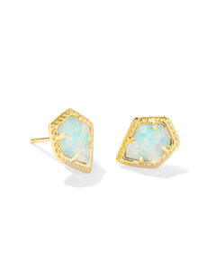 Kendra Scott Framed Gold Tessa Stud Earrings in Luster Light Blue