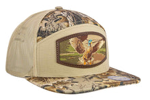 Load image into Gallery viewer, Mallard Woven Patch Old School Camo Hat.: OS Harvest Camo