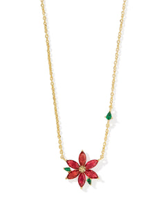 Kendra Scott Poinsettia Gold Short Pendant Necklace in Red Mix