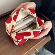 Load image into Gallery viewer, Corduroy Heart Pillow Cosmetic Bag - Red