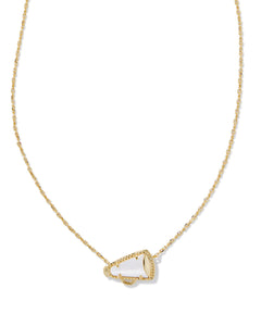 Kendra Scott Cheer Gold Short Pendant Necklace in White Mother-of-Pearl