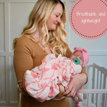 Load image into Gallery viewer, Beautiful Bows Muslin Swaddle Blanket