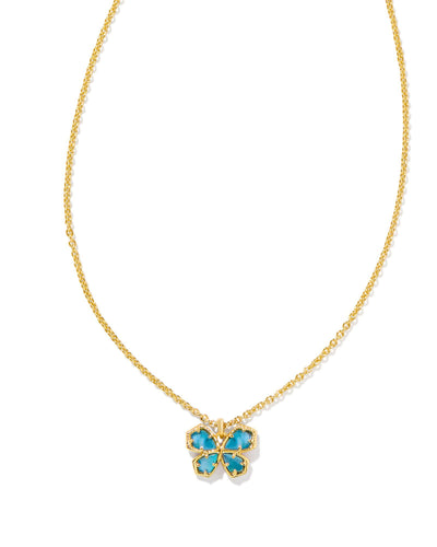 Kendra Scott Mae Gold Butterfly Short Pendant Necklace in Indigo Watercolor Illusion