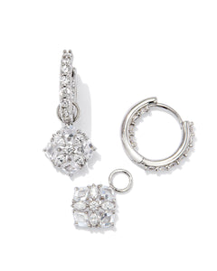 Kendra Scott Dira Silver Crystal Huggie Earrings in White Crystal