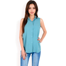 Load image into Gallery viewer, Sleeveless Button Top -White