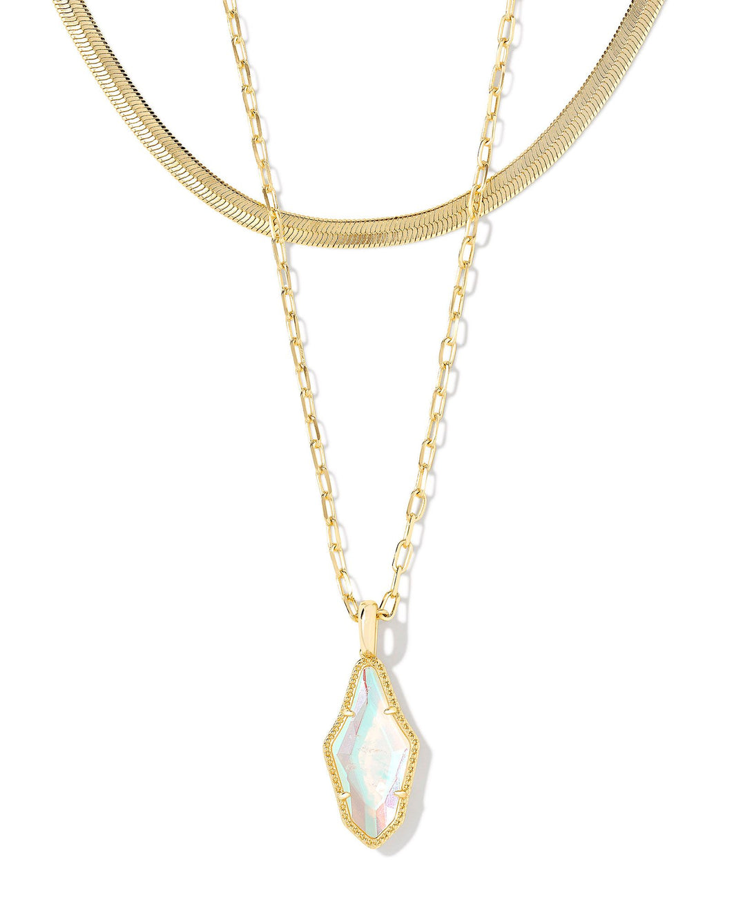 Kendra Scott Evelyn Gold Multi Strand Necklace in Rock Crystal Dichroic