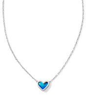 Load image into Gallery viewer, Kendra Scott Framed Ari Heart Silver Short Pendant Necklace in Mood Stone
